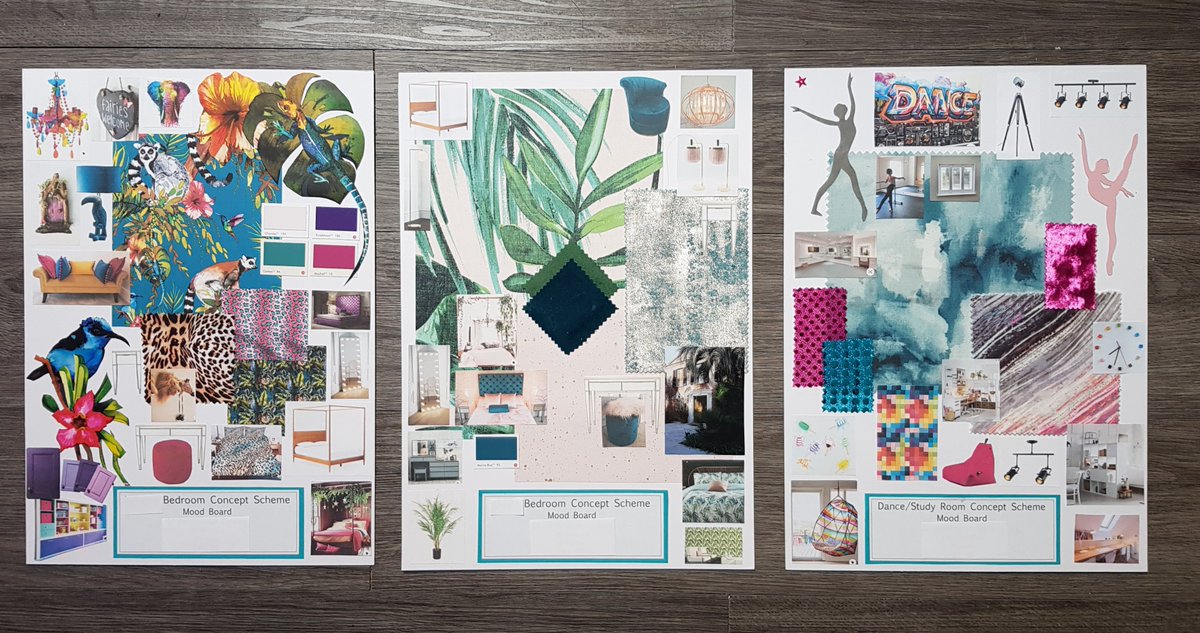 Delivered this week, 3 maximalist mood boards depicting concepts for 2 childrens bedrooms &amp; a dance studio/study space for clients in #Preston. What a project! #InteriorDesign #interiors #interiorstyling #maximalist #Lancashire #jungle #hollywood #miami #glamour #dancestudio