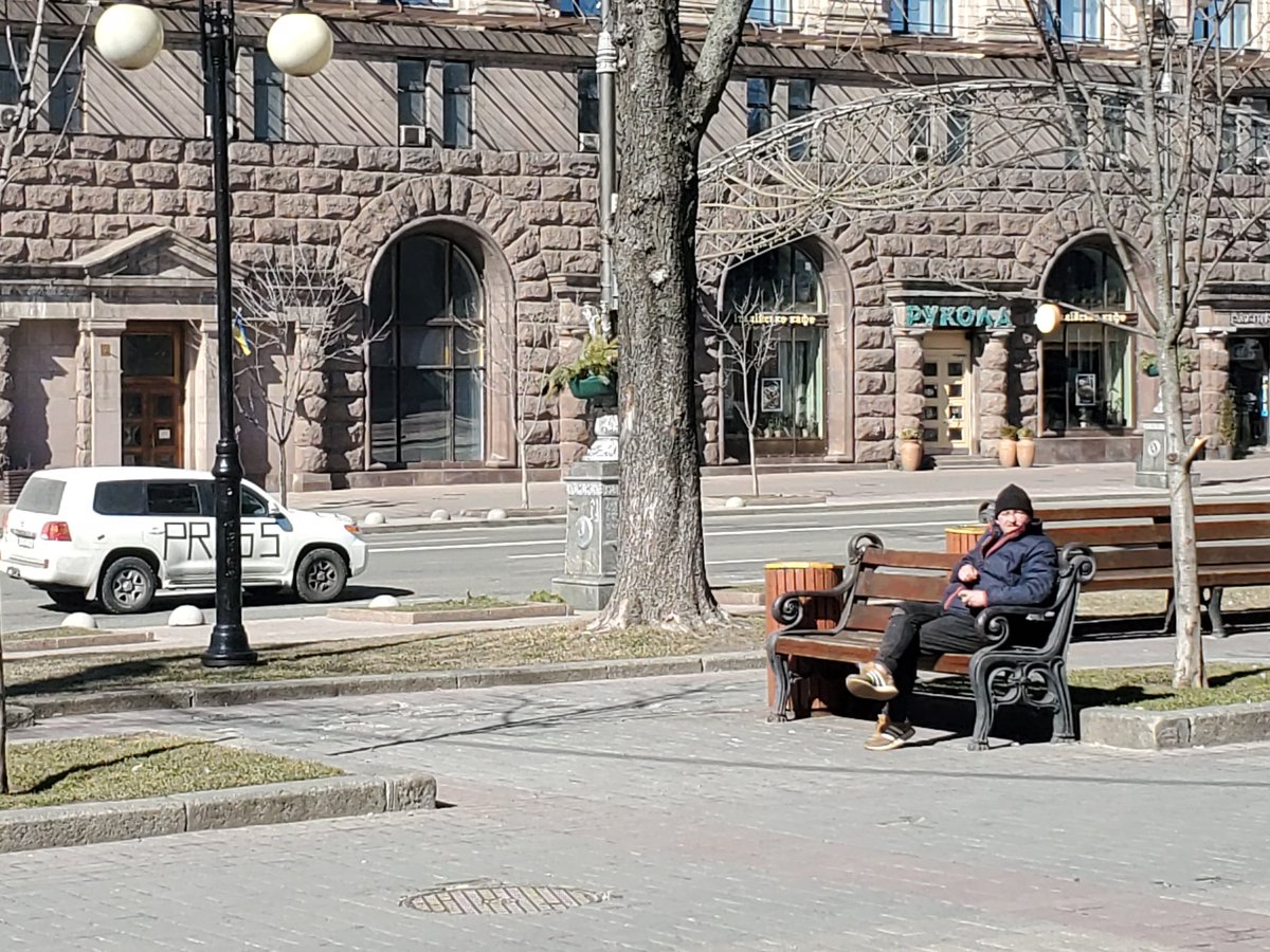 In #kyiv during city wide curfew that is implemented until Thursday 7AM. Two blasts heard so far today. #UkraineWar