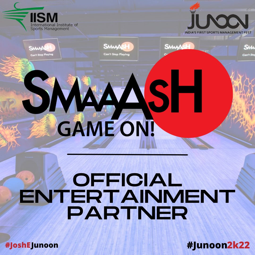 junoonsportfest's tweet photo. GAME ON at JUNOON 2K22! 🔥

We’re excited to announce SMAASH as Junoon’s official Entertainment partner for the entire event!

#junoon2k22 #joshejunoon #fest #sportsfest #sportsmanagement #iismfest #lifeatiism #junoon #iismjunoon #junoonfest #smaash #playing #tames #trending https://t.co/rcgdLCpgE2