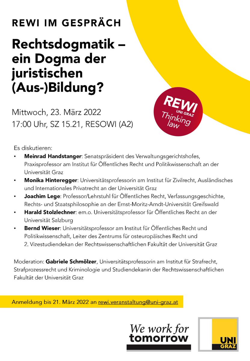 rewiunigraz's tweet photo. 📌 Veranstaltungstipp: 

REWI im Gespräch: Rechtsdogmatik – ein Dogma der juristischen (Aus-)Bildung?

23. März, 17:00 Uhr im SZ 15.21

#Rechtsdogmatik #thinkinglaw @UniGraz https://t.co/UvMj9hkCnx