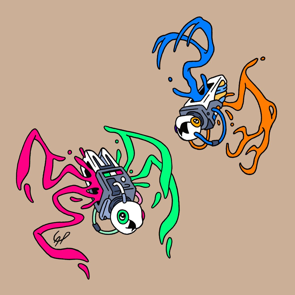 PalmerLuka's tweet photo. Here's a pair of complimentary critters for day 8 of #martch2022! I'm having a lot of fun coming up with futuristic creature designs based on these colour prompts, next will be an analogous assailant! https://t.co/Ync904LPTs