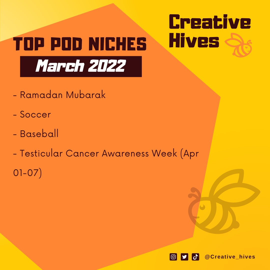 creative_hives's tweet photo. Top Print on Demand Niches for March 2022 🔥

❤

#printondemand #merchbyamazon #printondemandshirt #printondemandshop #redbubble #amazonmerch #pod #tshirtbusiness #redbubbleartist #spreadshirt #society6 #teepublic #tshirts #niches #printondemandniche #podniches #tshirtniche https://t.co/SvdyvVn5iL
