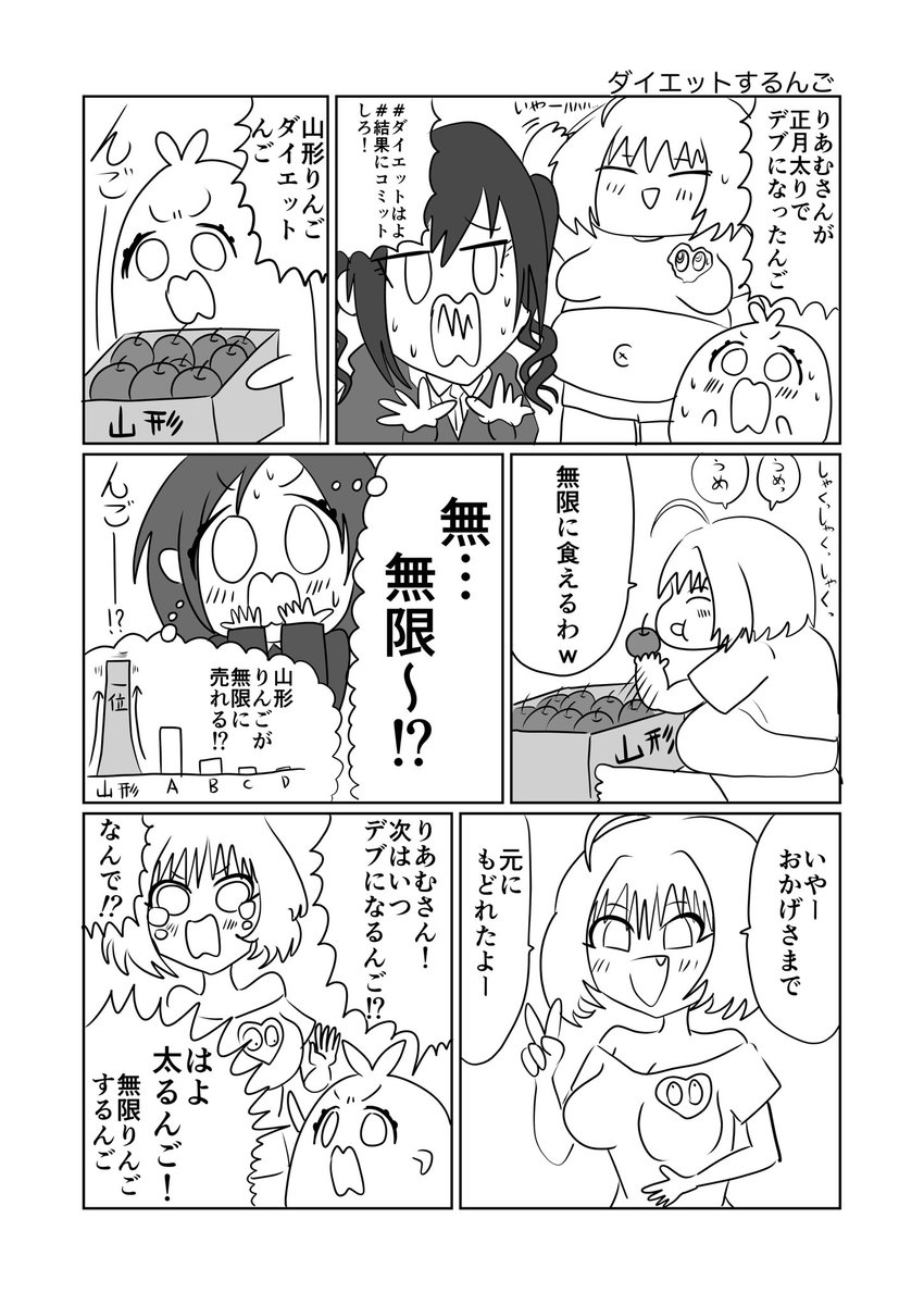 新刊「あかりんご それやりたいんご」のサンプルです。
Twitterに投稿した漫画の描き直しと新作のユニ募漫画です。
全体の半分は新作です。
お品書きはリプに繋げます 