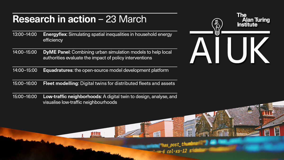turinginst's tweet photo. #ResearchinAction is a diverse collection of workshops

From #lowtrafficneighbourhoods, to scientific imagery, or a deep dive into aerospace engineering and solving how to forecast the effect of #climatechange on sea ice 

Secure your place at #AIUK https://t.co/6FO9DTAiGG https://t.co/yfliwlI0Bd