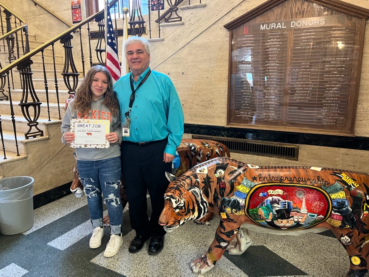 Congratulations to Lydia Harvey as the winner of the Golden Tiger Award winner at Mexico High School. Great job Lydia.