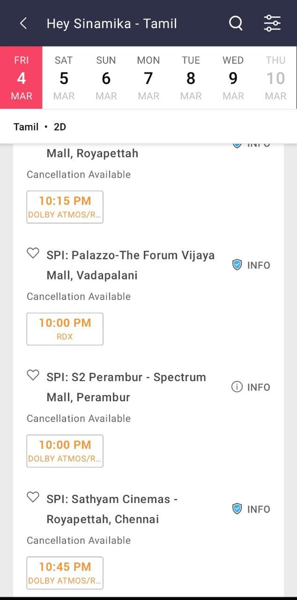 VishnuGA77's tweet photo. #HeySinamika has set Box Office on Fire🔥🔥 Almost ngt shows are Fast Filling/ Sold Out on BMS (Chennai)👌🏻
@dulQuer 
@basil4u @BrindhaGopal1 @MsKajalAggarwal https://t.co/cDFmvJ1Y1e