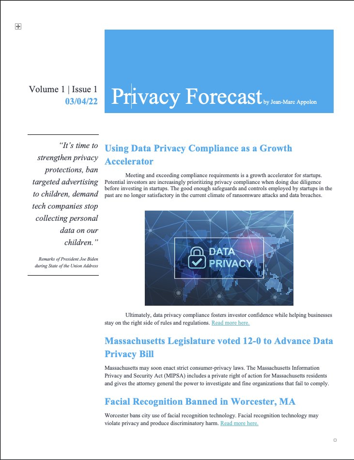 PrivacyForecast's tweet image. Take a look at Issue 1 of the #privacy  Forecast weekly newsletter by @jnmarc10 #facialrecognition #CyberSecurity