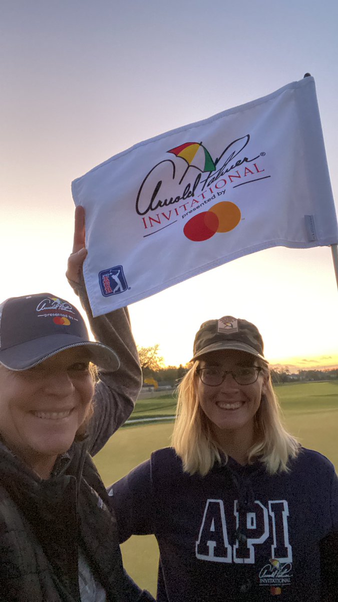 PureSeed_Chick's tweet photo. Beautiful Bay Hill playing host to the Arnold Palmer PGA Tour stop. Day 2 shift one @andiejoh1 and @PureSeed_Chick setting pins on the back 9!  #Back9Bandits  @BlandCooper @PGATOURAgronomy @PureSeed_RPMS https://t.co/2tH1FwiEiF