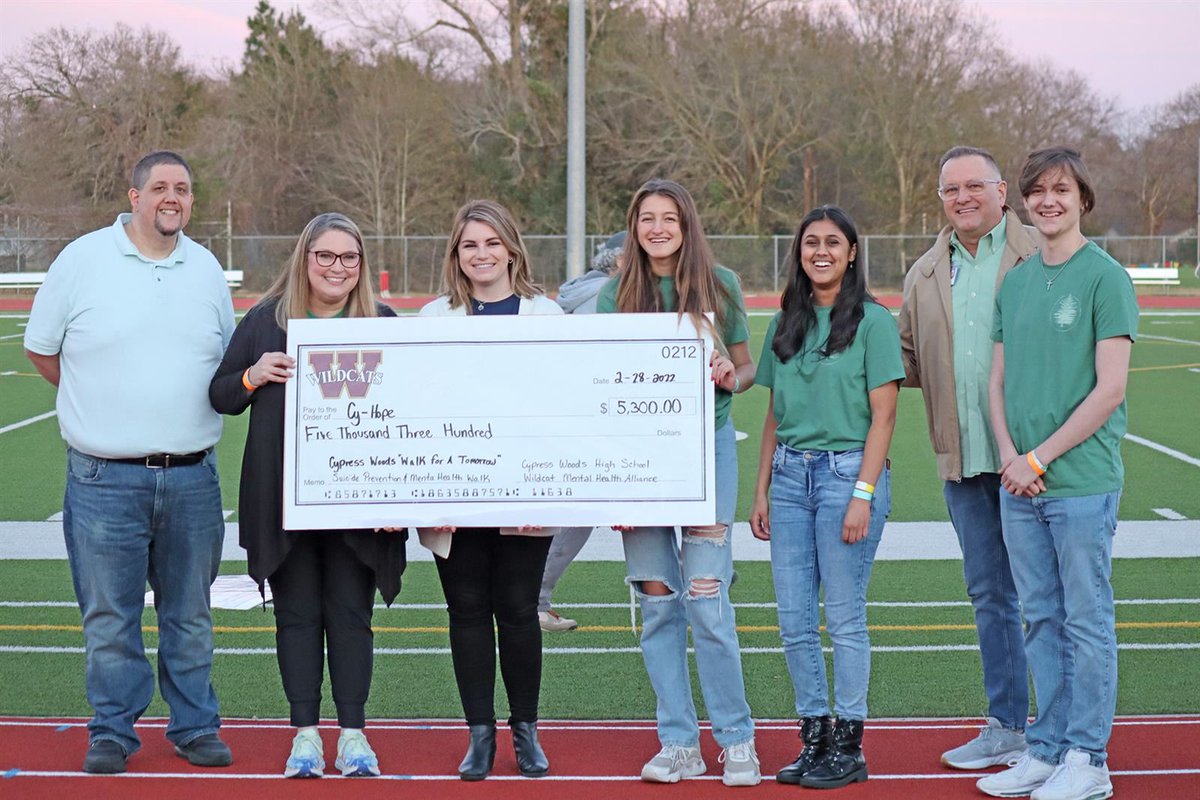 CyFairISD's tweet photo. The @CyWoods212 community came together for the first ever "Walk for a Tomorrow" on Feb. 28 to raise awareness for suicide prevention and mental health. Thank you to everyone who participated! https://t.co/juLy41mZ1X #CFISDspirit 🎉 https://t.co/GeNQnjpadC