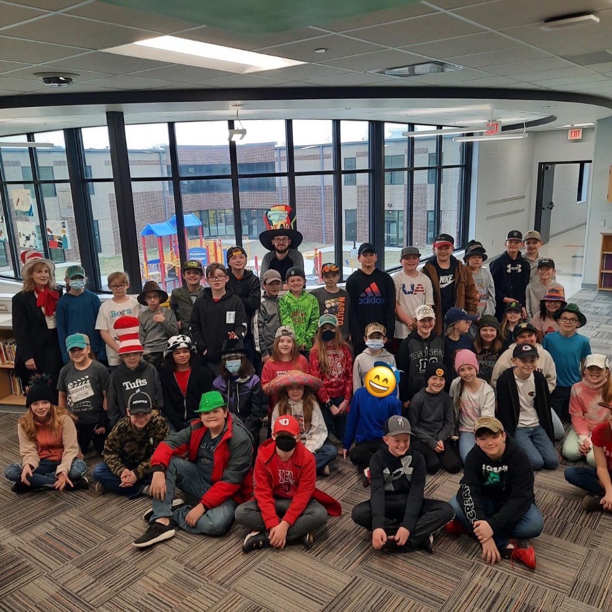 Our 5th grade #GreenonKnights had fun showing off their favorite hats for Cat in the Hat Day this week!