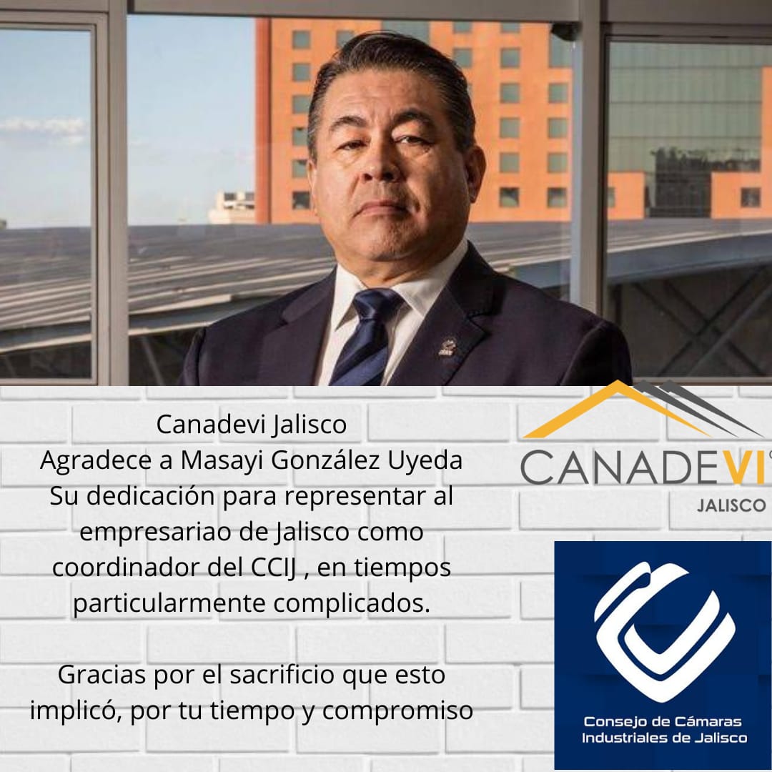 CanadeviJ's tweet photo. Canadevi Jalisco
Agradece a
Masayi González Uyeda
Su dedicación para representar al empresariado de Jalisco como coordinador del CCIJ , en tiempos particularmente complicados.
Gracias por el sacrificio que esto implicó, por tu tiempo y compromiso

@CCIJalisco https://t.co/eTEe5k4WEl