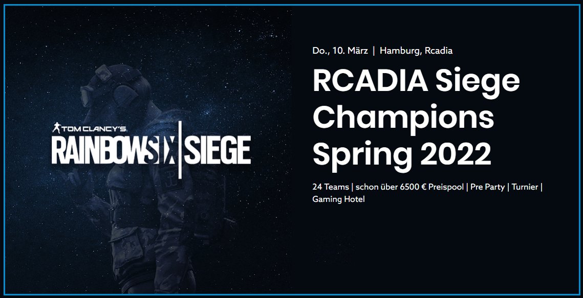 Team_LEISURE's tweet photo. Vom 10.03. bis 13.03. findet die 
@rcadia_official Siege Champions Spring in #Hamburg statt! Unser #RainbowSix-Team wird dabei sein!

#weareleisure 

powered by:
@urage_gaming @AerocoolGlobal @wwwultraforcede @ORITYgg @nitrado @TKtrendkonzept https://t.co/PqAKPip4mj