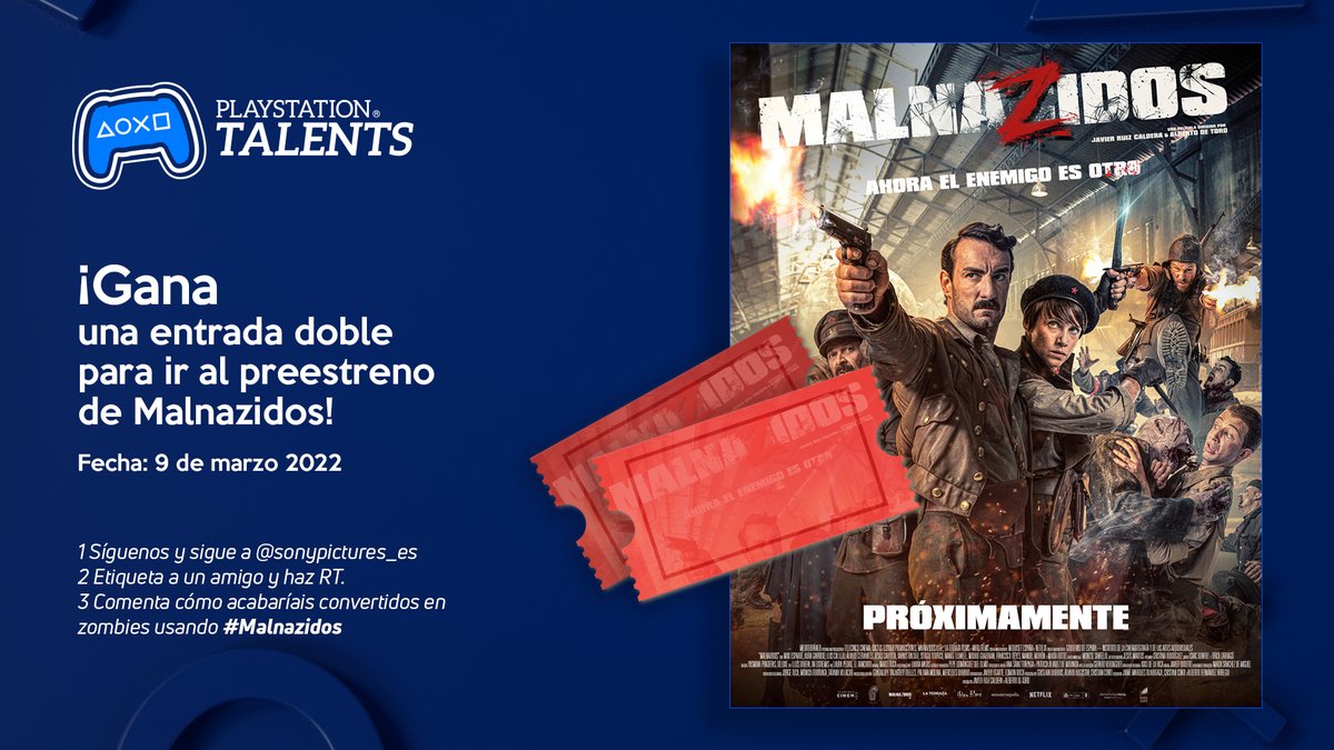 PSTalents's tweet photo. 📢🎁¿¡Quieres llevarte una entrada doble para ir al preestreno de #Malnazidos el próximo 9 de marzo!?

Sigue estos pasos para participar👀👇

1⃣Síguenos y sigue a @sonypictures_es
2⃣Etiqueta a un amigo y haz RT.
3⃣Di cómo acabaríais convertidos en zombies usando #Malnazidos. https://t.co/l21CRJdqxX
