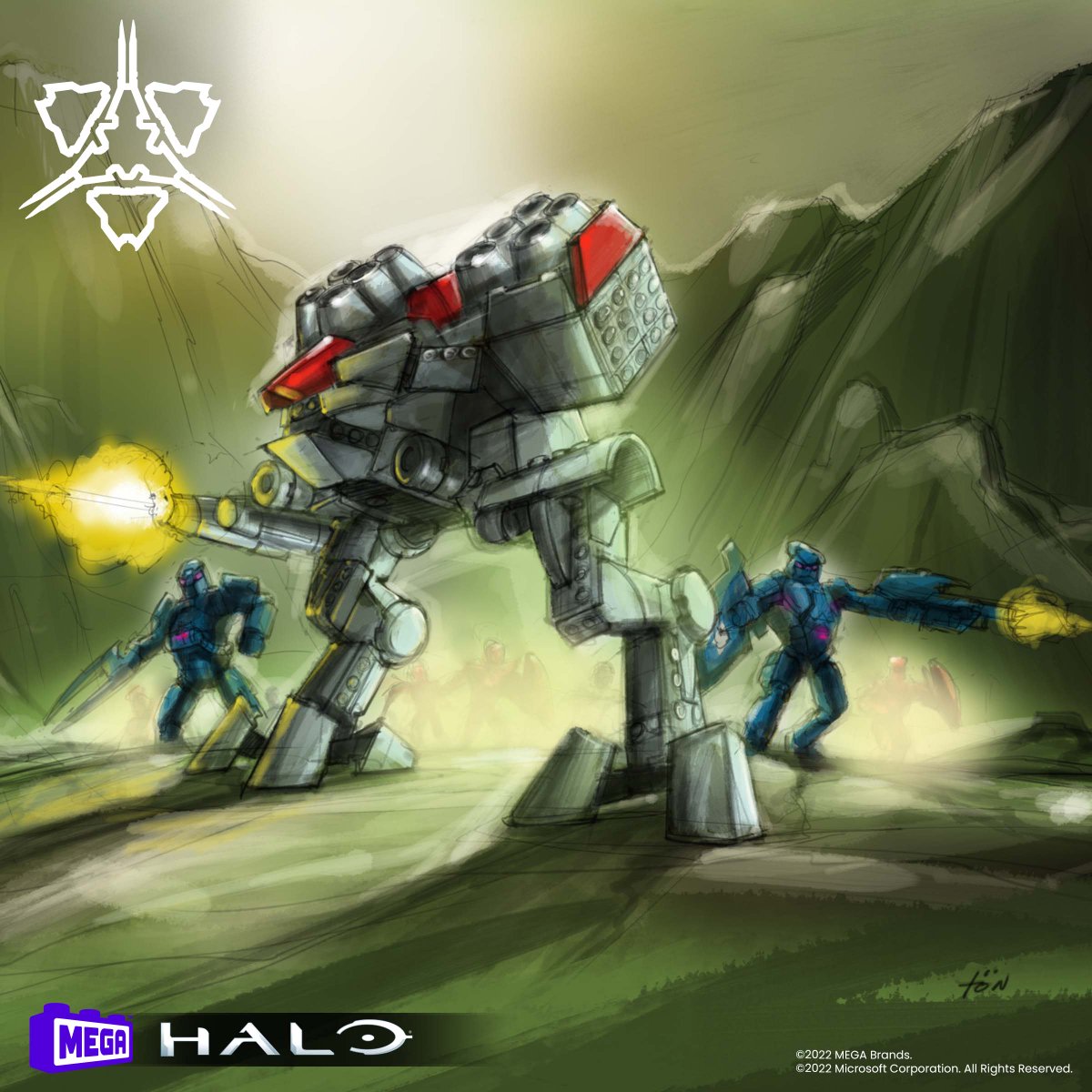 Help choose our next Halo building set with the #MEGAHaloFanVote! Option no. 2 – Banished Reaver. Our design will include LOTS of missile launchers on its pod shoulders, plus Pavium and Moridus micro action figures. They have your back; do you have theirs? Voting opens Saturday!