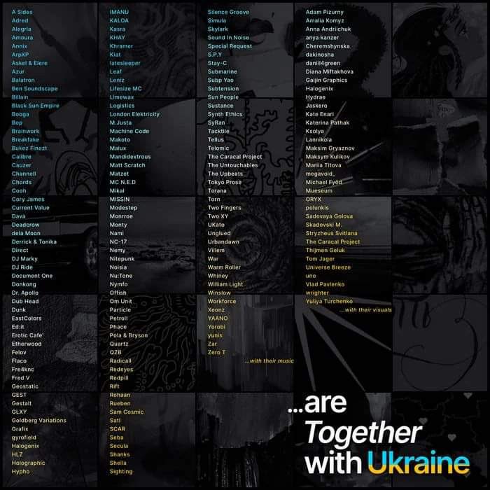 Together with Ukraine. A 136 track compilation to raise funds for the Ukranian Red Cross. We contributed a <a href="/Noisia_nl/">NOISIΛ</a> and <a href="/phace_/">phace</a> track. togetherwithukraine.bandcamp.com/releases 🇺🇦 please donate / buy 🇺🇦