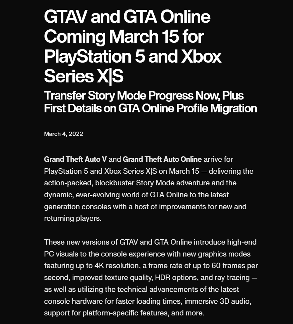 GTA V,' 'Online' PS5 Xbox Series X, S New Features