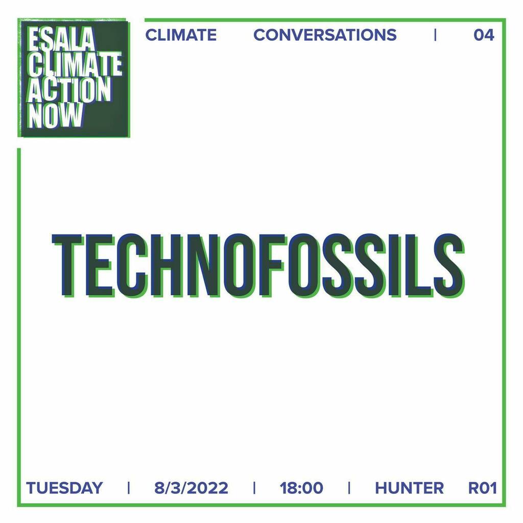 We will be hosting the 4th Climate Conversation Tuesday, March 8th at 18:00-19:00 in Hunter R01 and online via Teams.

All are welcome! 
 
Our fourth discussion will focus on TECHNOFOSSILS and seeks to question how future generations might interpret and … instagr.am/p/Car1B9Rshdb/