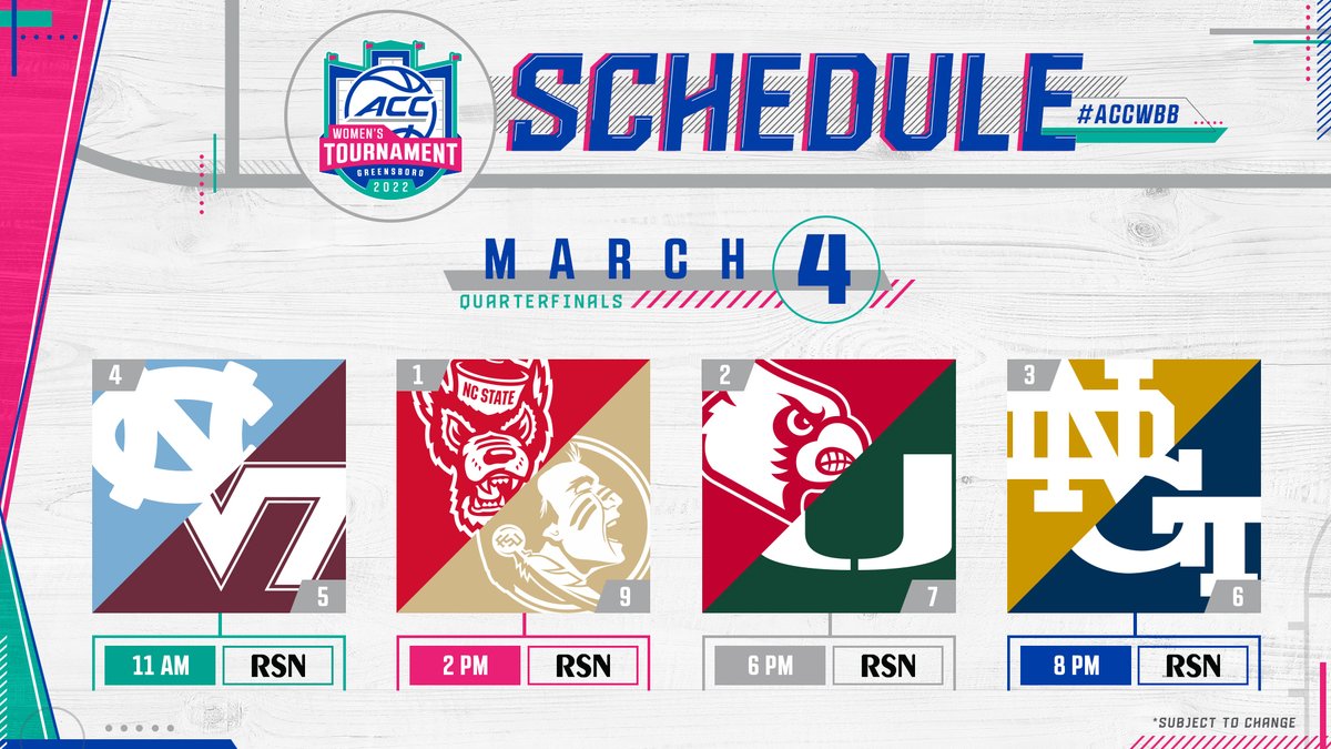 accwbb's tweet photo. 𝗤𝗨𝗔𝗥𝗧𝗘𝗥𝗙𝗜𝗡𝗔𝗟 𝗙𝗥𝗜𝗗𝗔𝗬!
Who punches their ticket to Saturday's semis? #ACCWBB https://t.co/HYuXdOOpus