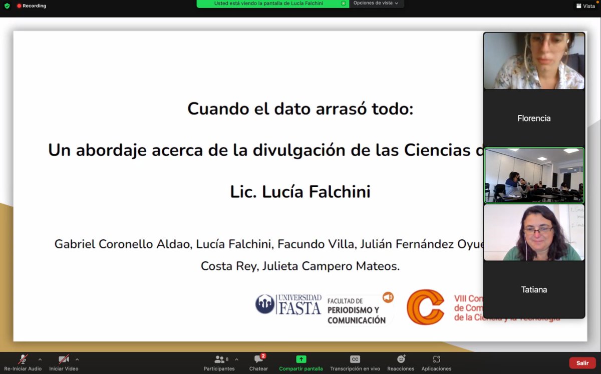 La amiga y Lic. Lucía Falchini <a href="/aiculfcn/">Luci</a> expuso hoy en el <a href="/congresocopuci/">COPUCI</a> en nombre de la FPyC UFasta. Muy pero muy contento! 👏