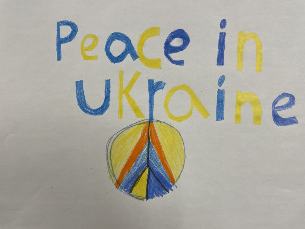 Some of the posters made by Grade 3 &amp; 4 students that were brought to last night's Rally at Meridian Place in Barrie. #StandWithUkraine️ <a href="/GoodfellowPS/">Goodfellow P.S.</a>