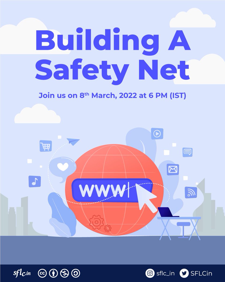 SFLCin's tweet photo. #EventAlert
Safe internet is essential for all, especially for those who live at the margins of our society.
Join us as we try "Building a Safety Net" along with @IsmatAraa, @busydot, @kavita_krishnan &amp; @MishiChoudhary this #WomenDay2022.
Stay tuned for more details. 
#Events https://t.co/bfcuPcXxaR