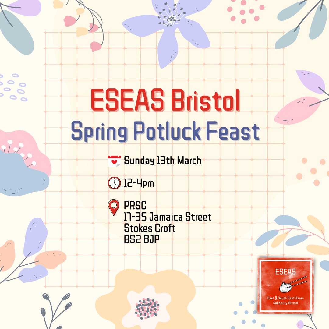 🌸 Spring Welcome Potluck Feast 🌸

ESEA friends &amp; fam - you've been missed! 😭 We've got lots of catching up to do, new people to welcome, news to share &amp; futures to shape together.

So join us for our 1st potluck of the year! 🍛🍜🍲🍮🧁

🎫 Register at bit.ly/ESEAS-SpringPo…