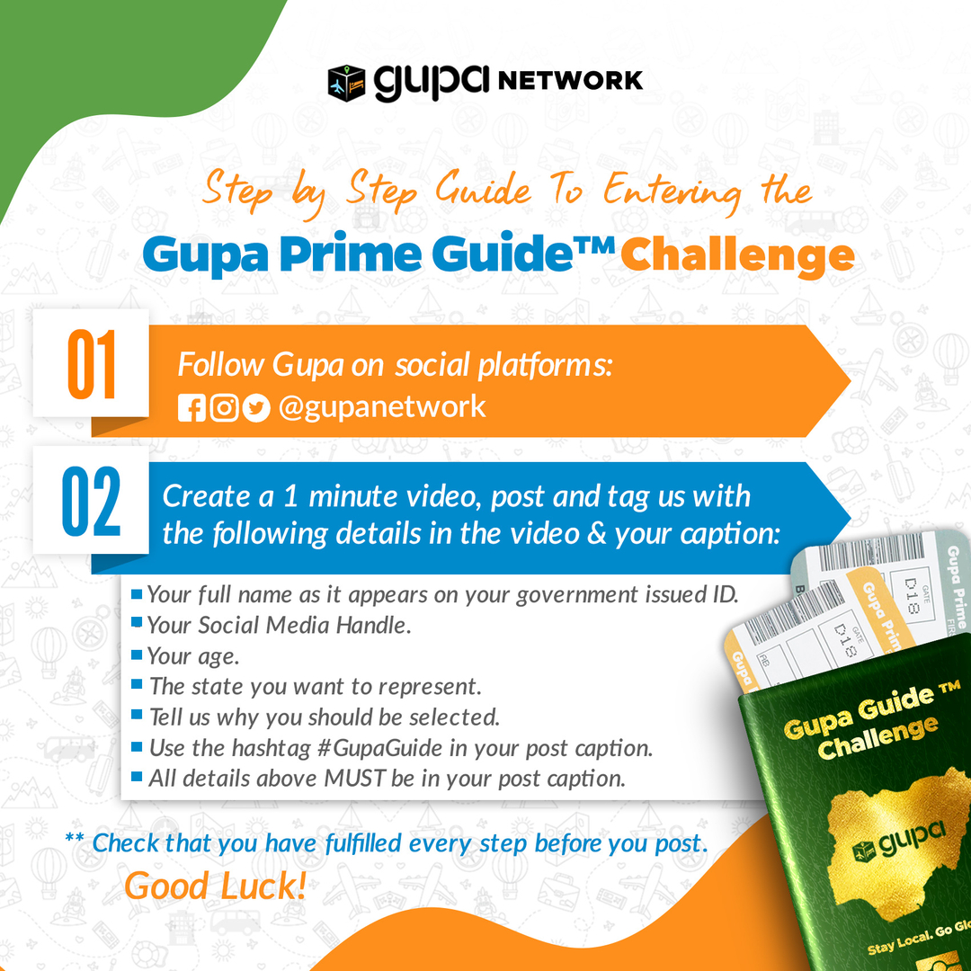 gupanetwork's tweet photo. ATTENTION: READ THE POST &amp; CAPTION 👇

This post is a guide to help you create your entry video. You MUST include the hashtag #GupaGuide in your caption and tag us in your entry video. 

We are receiving entries that include only one of these or none. To stand a chance of being https://t.co/ccZJKeydRc