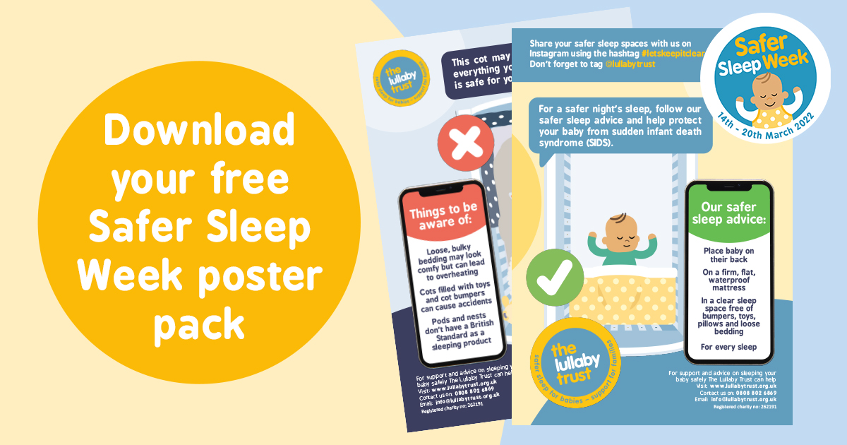 LullabyTrust's tweet photo. It's almost time for #safersleepweek!

If you want to get involved, don't forget to download our social media and poster packs 👇 
https://t.co/94GxjvxhjR https://t.co/0vFnbqAXEJ
