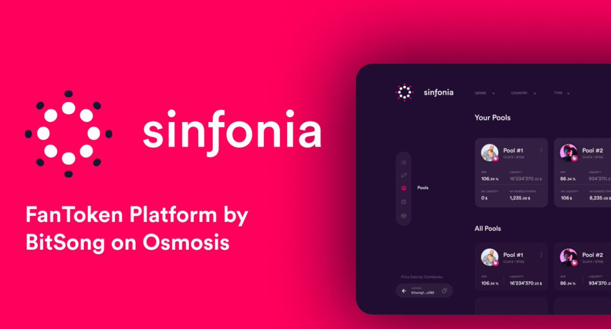 ⚡️ Breaking News ⚡️
🔥 #BitSong is thrilled to announce the upcoming launch of our #FanToken platform under the brand “SINFONIA”!

🚀 #Sinfonia will be operating on the <a href="/osmosis/"></a> Blockchain

✅Assets
✅Swap
✅DEX
✅Pools

All in one!
👇 Read full intro:
bitsongofficial.medium.com/bitsong-announ…