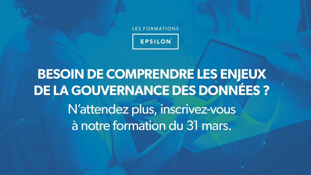[#Formation]
🚀 Enrichissez votre #Culture #Data grâce à notre formation sur les enjeux de la gouvernance des données. 

📰 Une formation tout niveau pour comprendre et maîtriser les concepts Data et de Gouvernance Data.

Inscrivez-vous !
🔗 ow.ly/Ju3p50I9VAF
📆 31/03/22