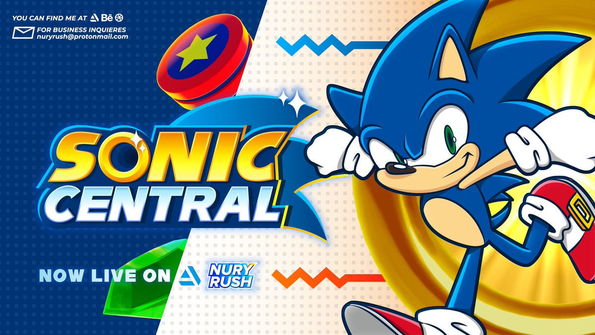 NuryRush's tweet photo. Sonic Central's rebrand is now available on my ArtStation portfolio, go check it out! 
#SonicTheHedgehog #SonicCentral #NuryRush
https://t.co/UsjpZrX5nn https://t.co/fikZpdNtXv