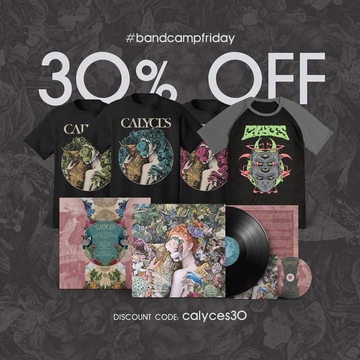 For today's Bandcamp Friday only, 30% discount on everything at our BC store. Use “calyces30” at checkout.
calyces.bandcamp.com/merch

Thank you 🙏
#BandcampFriday
