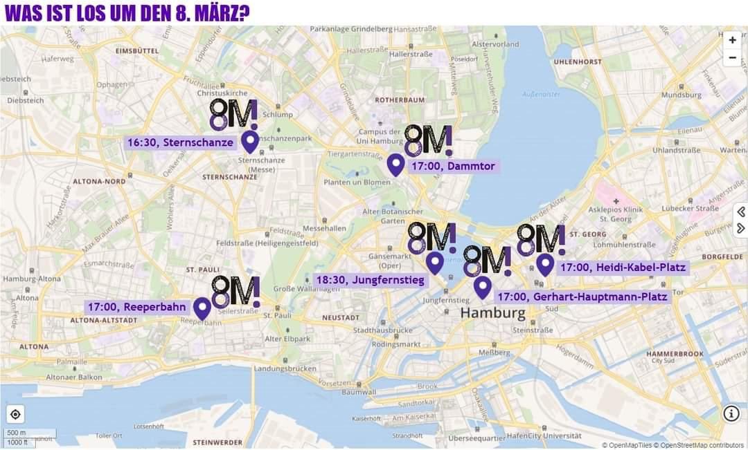 STERNMARSCH am 8. März 💜 mit Abschlusskundgebung am Jungfernstieg um 18:30 Uhr (FLINTA* only)

Weitere Infos zu den einzelnen Demofingern findest du auf unserer Homepage fstreikhamburg.org 

#8MHamburg #8M2022 #8März #ichstreike8m #feministischerstreik #fstreikhamburg