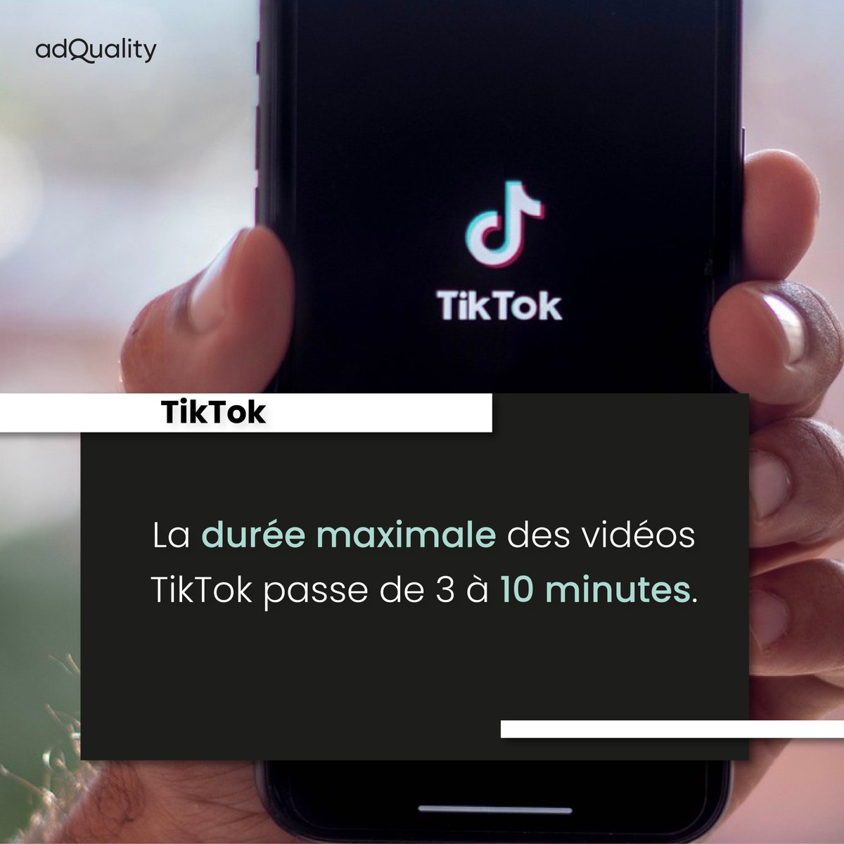 Ad_Quality's tweet photo. ⏳ La durée maximale des vidéos TikTok passe de 3 à 10 minutes !

Avec ce nouveau changement de la part de TikTok, la plateforme se rapproche de plus en plus du Business Model de Youtube ! 👀

Que pensez-vous de cette nouveauté ?

#Veilledigitale #agencemarketing #tiktok https://t.co/yCMIceiKAb