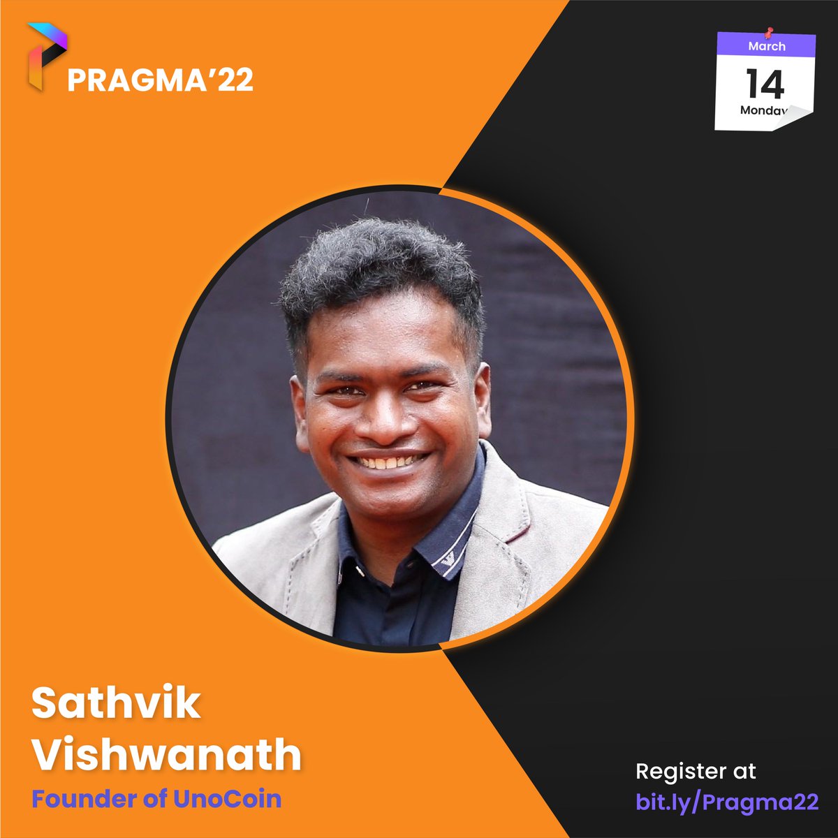 IIITAPragma's tweet photo. We feel thrilled to announce our first keynote speaker for Pragma'22 - Sathvik Vishwanath. He is an entrepreneur who has worked with VentureNext and SecondLife before he founded his startup UnoCoin.

Register at: https://t.co/VfM1zRDEW8 https://t.co/xL4bHE6rQj