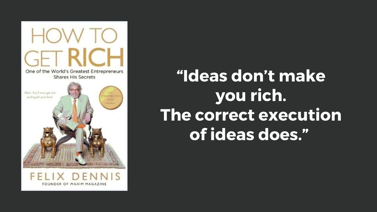 How to get richBy Felix DennisDennis got rich (400M) BEFORE writing the bookA raw & honest look at what it takes to get rich. It shows the sacrifice and the bad parts as well as the good parts. This is no hype up pop-culture book that lures you in to buy a second book.