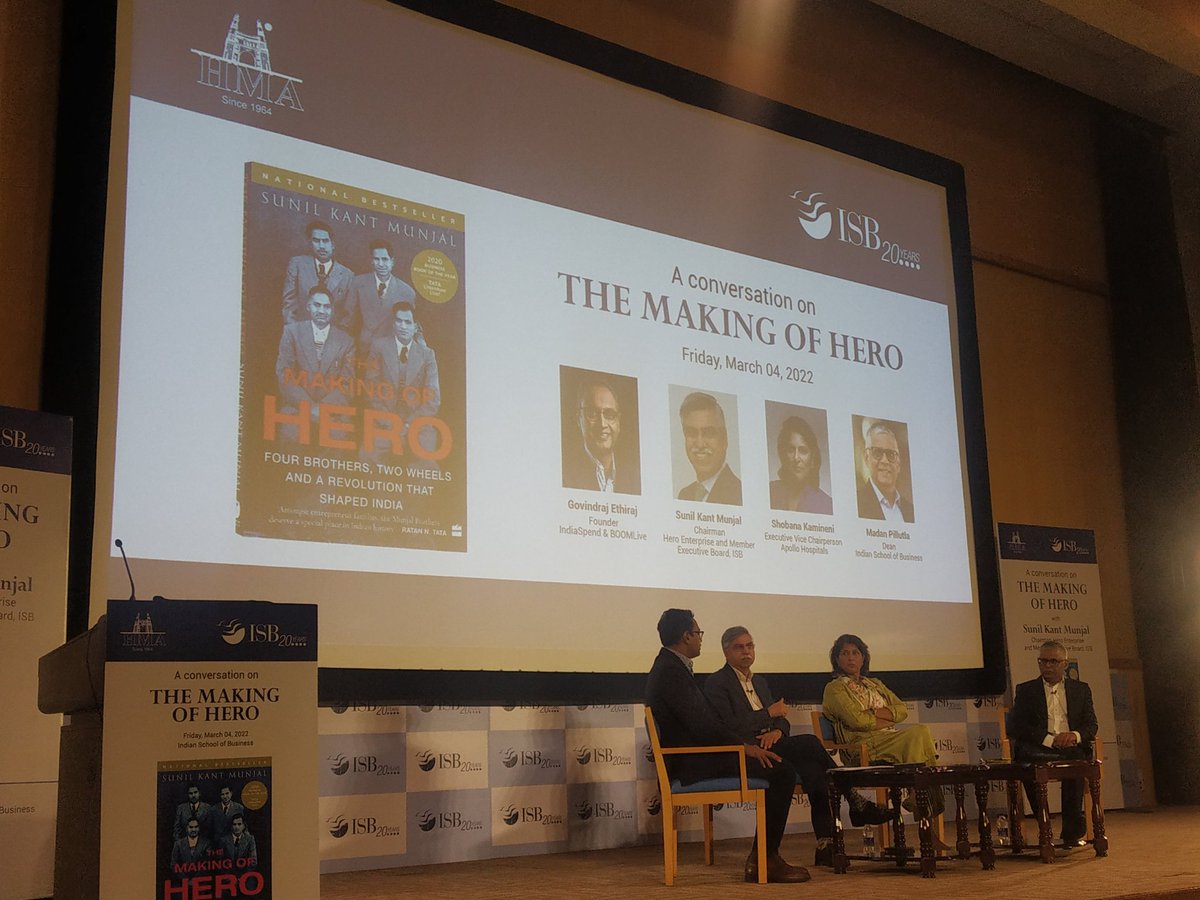 Kurmanath's tweet photo. Family values become business values. Treat people as the most valuable asset: Sunil Kant Munjal, Chairman of the Hero Enterprise.
@businessline @ISBedu
#TheMakingofHero https://t.co/pqBnmvQof1