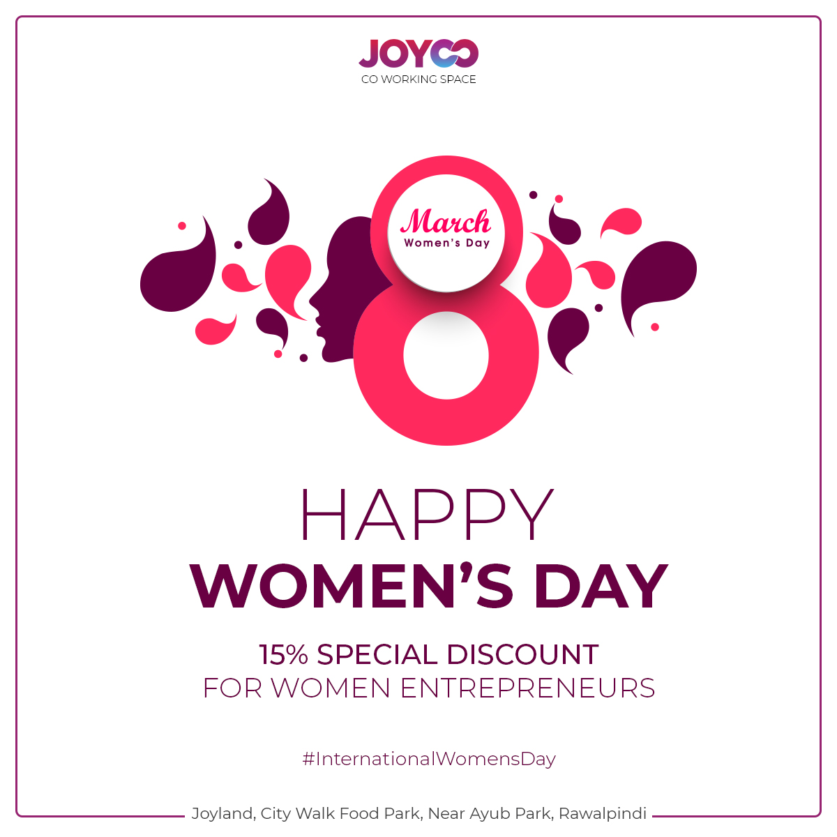 JoyCopk's tweet photo. To celebrate women’s history month, Joyco is offering a 15% discount to all women entrepreneurs and freelancers.
Get your seats now and avail the discount for the month of March.
#coworking #Joyco #womensday2022 #WomensHistoryMonth https://t.co/8nIVMrzSFL