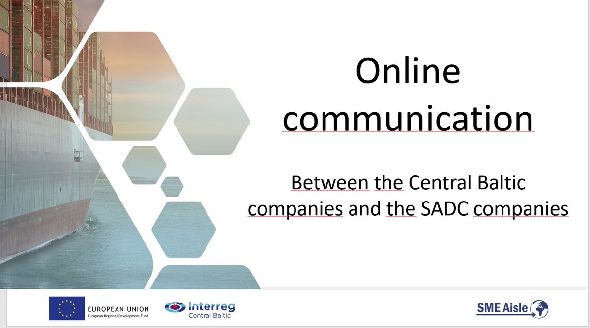 NEW! SME Aisle Online communication in Central Baltic and Southern Africa: e.g. what are the practical differences when connecting online? Video available on Youtube: youtu.be/O5QMLeMUeGQ

#onlinecommunication #CBresults