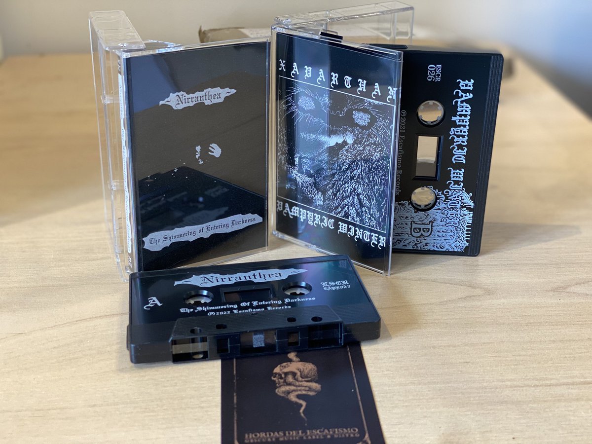 meatbrk's tweet photo. Couple of killer tapes from @EscafismoR 

Indonesia’s finest raw occultism in Nirranthea, and a cool split of icy atmospherics between Xavarthan and Vampyric Winter

https://t.co/Ol9Qy3HZZ3 https://t.co/jXtIlHX11B