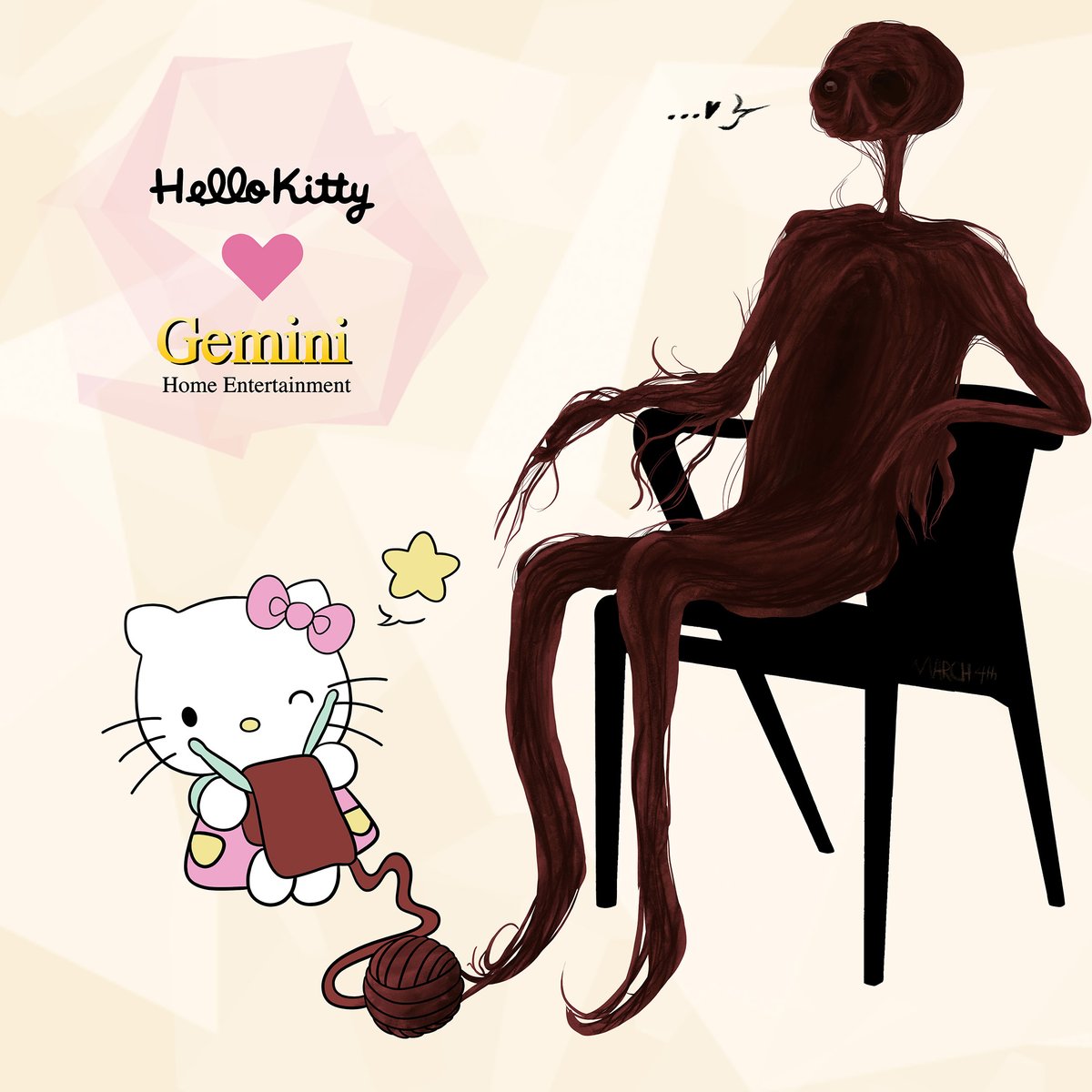 SilverwoodWork's tweet photo. A crossover I didn't expect to make, but I'm glad I did - one foot in the darkness and the other in a Hello Kitty roller skate✨🧶💗
#geminihomeentertainment #SanRio #analoghorror #analoguehorror #horror #deeprootdisease #HorrorArt #hellokittyandfriends #digitalart #illustration https://t.co/etgdtMRrLm