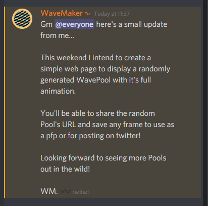WavepoolsNFT's tweet photo. ∿Gm∿ Pools

Join discord for regular dev updates....

https://t.co/I2IQ8ZVaOv https://t.co/0xWh1mrM0U