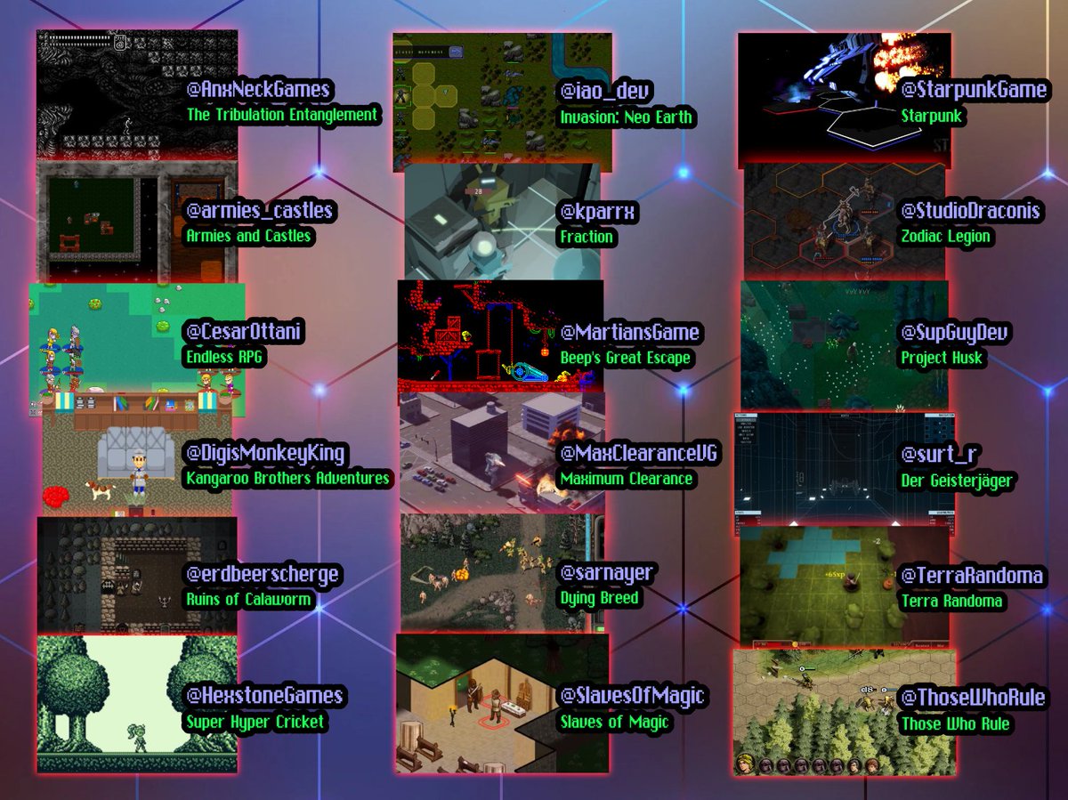 #FollowFriday! Great devs below!

@AnxNeckGames
<a href="/armies_castles/">ARMIES AND CASTLES</a>
<a href="/CesarOttani/">Kezarus</a>
<a href="/DigisMonkeyKing/">Digi's Monkey King | Solodev</a>
@erdbeerscherge
<a href="/HexstoneGames/">Ryan aka "Hexstone"</a>
<a href="/iao_dev/">IAO Games</a>
<a href="/kparrx/">Cloudberry interactive</a>
<a href="/MartiansGame/">Craig Smith 👽 Little Martian</a>
<a href="/MaxClearanceVG/">MAXIMUM💀CLEARANCE</a>
<a href="/sarnayer/">Dying Breed RTS is OUT!</a>
<a href="/SlavesOfMagic/">Slaves of Magic</a>
<a href="/StarpunkGame/">Starpunk®</a>
<a href="/StudioDraconis/">Galdred</a>
<a href="/SupGuyDev/">SupGuy</a>
<a href="/surt_r/">Romanus Surt （スルト・ロマヌス）</a>
<a href="/TerraRandoma/">Terra Randoma / Those Far Stars</a>
<a href="/ThoseWhoRule/">Those Who Rule</a>
