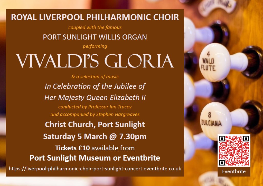Tuning is underway for tomorrow’s concert at Port Sunlight where there is the opportunity to hear the Willis II organ together with the renowned Royal Liverpool Philharmonic Choir. Tickets still available on Eventbrite or at Port Sunlight Museum. Sat 5 March 2022: 7:30pm CH62 5EF