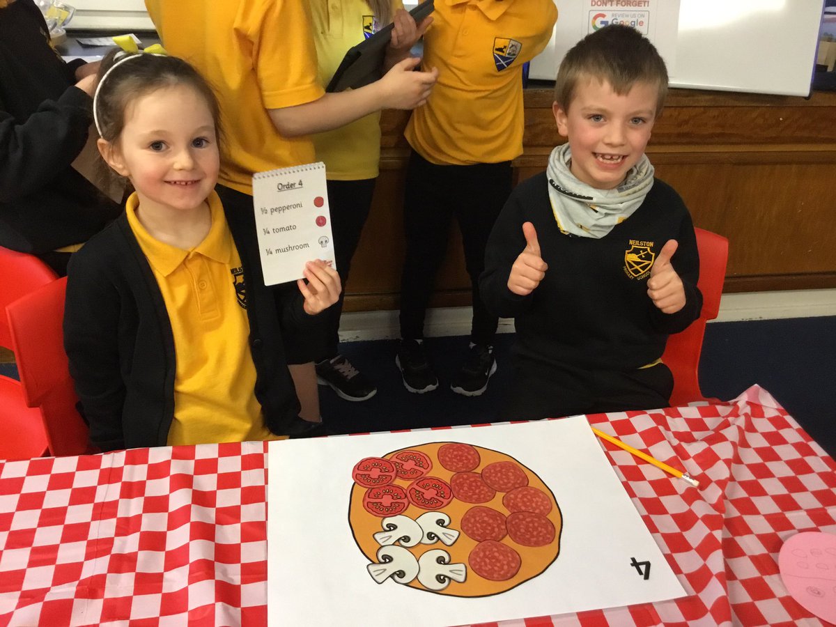 neilston_madras's tweet photo. P2a set up their own βPizza Planetβ pizza shop this week whilst learning about fractions π
We took orders, made pizzas, served them to our partners and then gave them a review! Get your orders in now! π
#fractionsinaction #mathsinaction #playpedagogy
@deirdre_grogan @Rosamundo https://t.co/AnlwQHY3l7