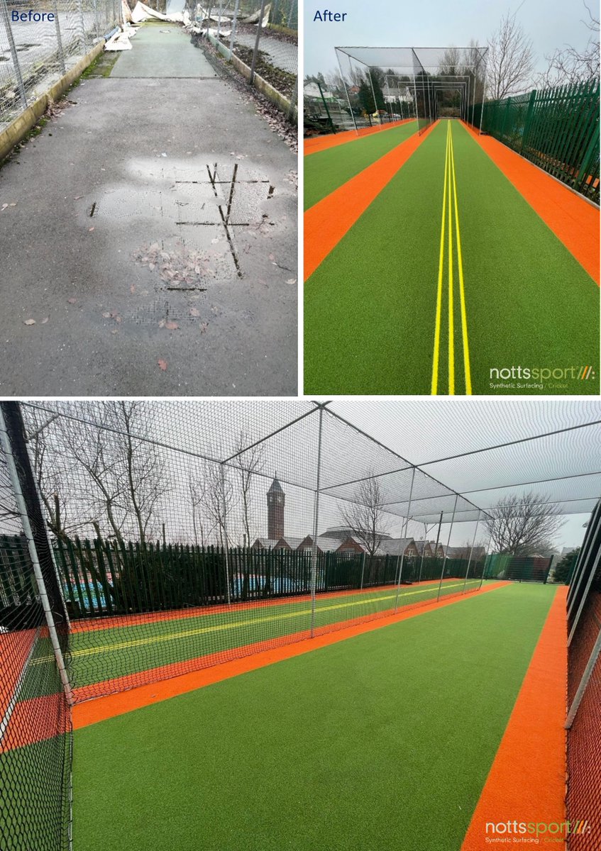 MarkCoeshawNS's tweet image. Quite a transformation for Werneth C.C's practice facilities. State of the art #EnvelopeSystem performance tech with heavy-duty NG Ultra top surfacing.

A wonderful build for a fantastic club by @NottsSport North's @BinghamGround Services. 

And that colour selection… 🎨😍🏏👌
