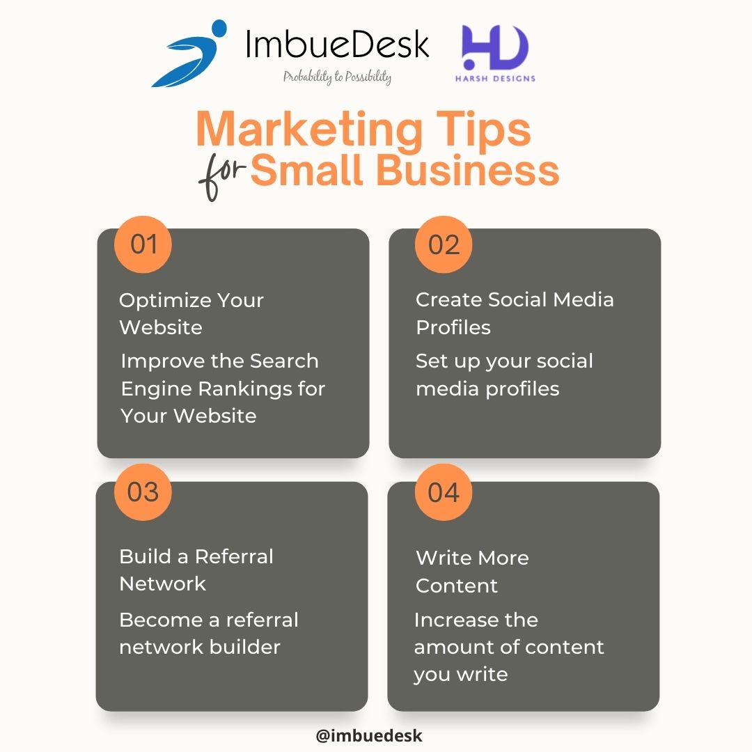 ImbueDesk's tweet photo. Small business owners should always have in mind the most successful small business marketing ideas at all times. 
Visit us:-
https://t.co/VQbMabBVOn
https://t.co/bOSrlWvnrT
#imbuedesk #harshdesigns #instagrammarketingstrategy
#digitalmarketingtips #instagramengagement https://t.co/ipJv0ZdpFc