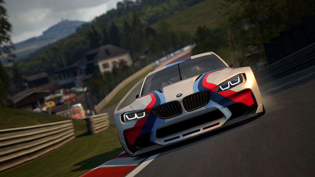 BMW's tweet photo. Today is the launch of @thegranturismo 7. In 2014, #BMW worked with the game developers to release the BMW Vision Gran Turismo. 

Inspired by touring cars of the 70s, the car is a road racer, with crisp proportions and a dynamic silhouette. 

See you on Trial Mountain 🎮 https://t.co/eus6vTKFeQ