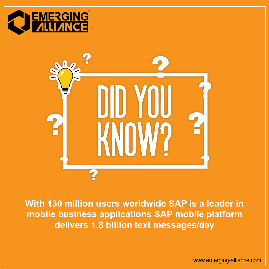 emergingaliance's tweet photo. With 130 million users worldwide SAP is a leader in mobile business applications SAP mobile platform delivers 1.8 billion text messages/day
View more: https://t.co/g7BPw2yFZv
#emergingalliance #digitalinnovation #technology #sapcloudplatform #erpsystem #erpimplementations #sap https://t.co/PYJKgQB5mZ