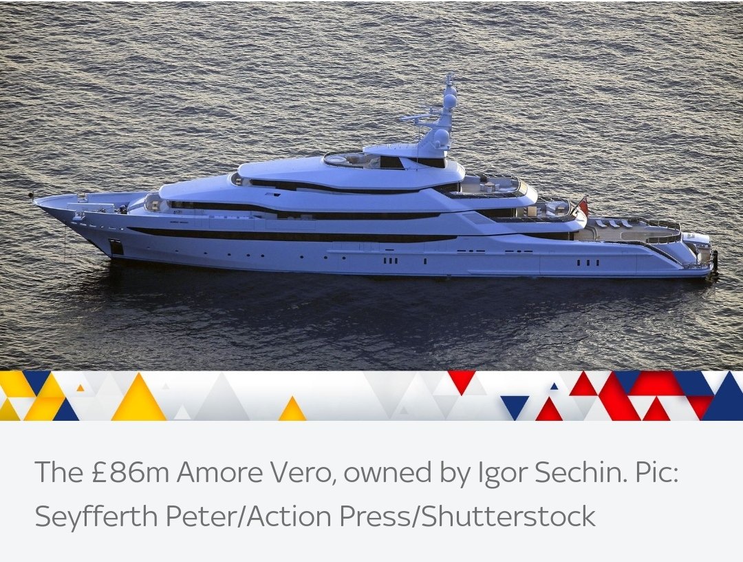 The Amore Vero, a luxury megayacht belonging to long-time ally of #Putin and the boss of Rosneft Mr. Sechin, is seized in the French port of La Ciotat and Dilbar by the French and German authorities

#russiaukraine #russiaukrainewar #ukraine #russia #breakingnews #france #germany